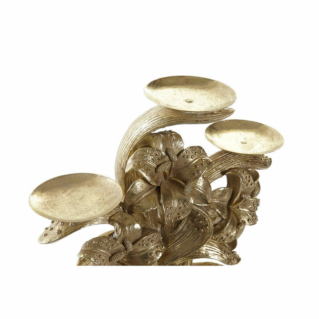 Kerzenleuchter DKD Home Decor 26 x 12 x 23 cm Blume Gold Harz