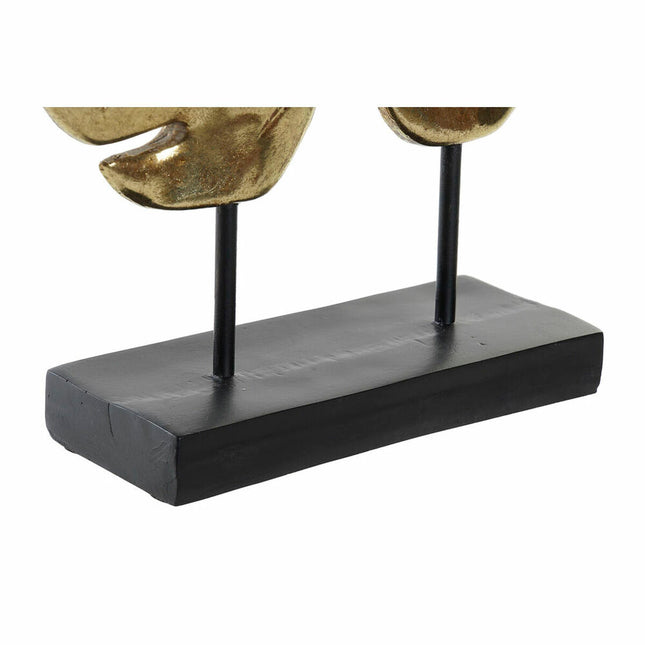 Deko-Figur DKD Home Decor 25,5 x 6 x 34 cm Schwarz Gold Tropical Pflanzenblatt