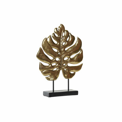 Deko-Figur DKD Home Decor 25,5 x 6 x 34 cm Schwarz Gold Tropical Pflanzenblatt
