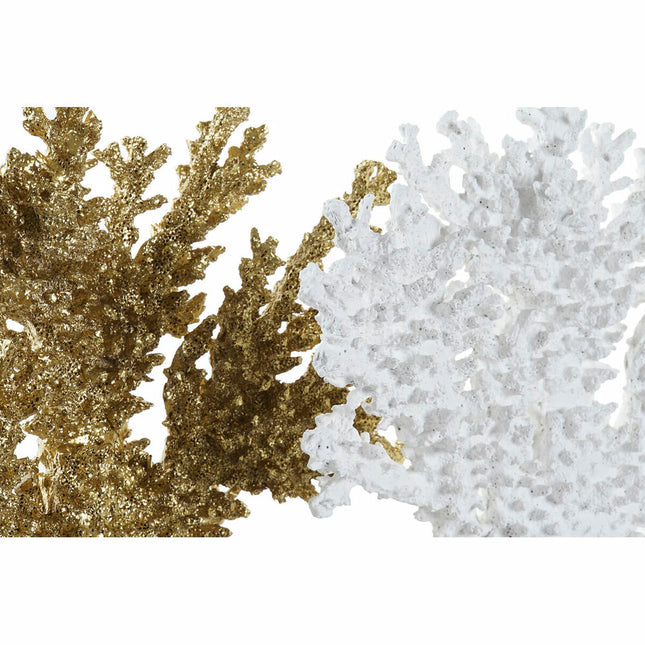 Deko-Figur DKD Home Decor 34 x 10 x 27,5 cm Gold Koralle Weiß Mediterraner (2 Stück)