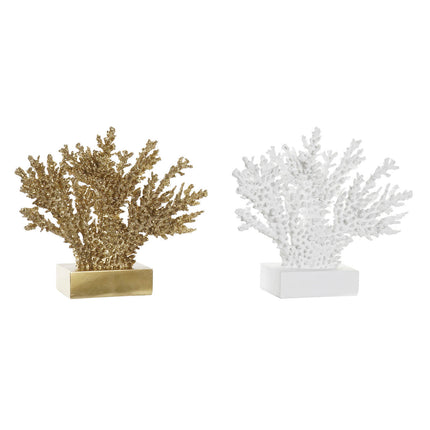 Deko-Figur DKD Home Decor 34 x 10 x 27,5 cm Gold Koralle Weiß Mediterraner (2 Stück)
