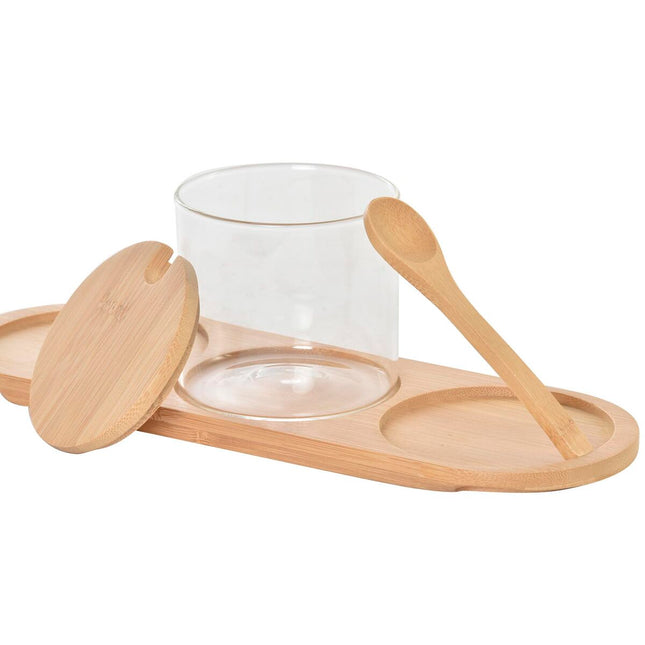 Zuckerdose DKD Home Decor Grundlegend 29 x 10 x 10 cm natürlich Durchsichtig 8,5 cm