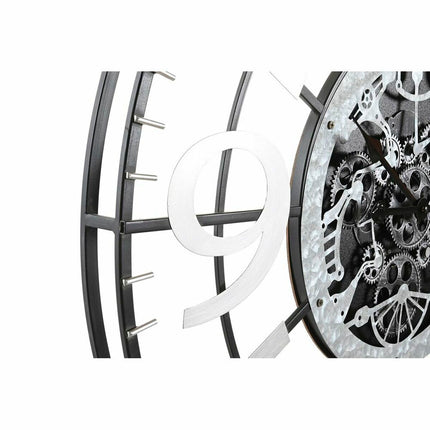 Wanduhr DKD Home Decor Silberfarben Schwarz Eisen (80 x 7 x 80 cm)