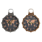 Wanduhr DKD Home Decor 42 x 8,5 x 54 cm Kristall Silberfarben Gold Eisen Weltkarte (2 Stück)