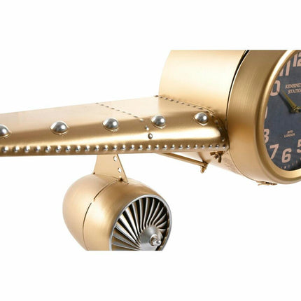 Wanduhr DKD Home Decor Flugzeug Schwarz Gold Eisen (145 x 20 x 43 cm)