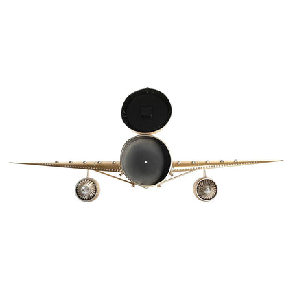 Wanduhr DKD Home Decor Flugzeug Schwarz Gold Eisen (145 x 20 x 43 cm)