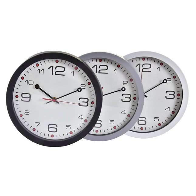 Wanduhr DKD Home Decor 30 x 4,3 x 30 cm Kristall Schwarz Grau Weiß PVC 3 Stücke