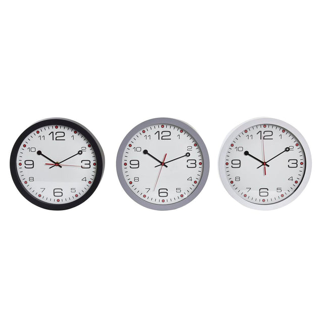 Wanduhr DKD Home Decor 30 x 4,3 x 30 cm Kristall Schwarz Grau Weiß PVC 3 Stücke