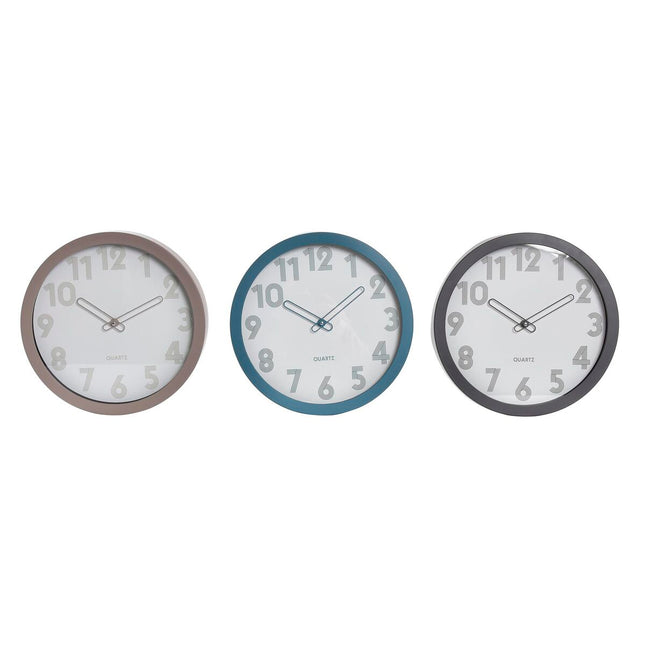 Wanduhr DKD Home Decor 30 x 4,3 x 30 cm Kristall Grau Beige türkis PVC 3 Stücke
