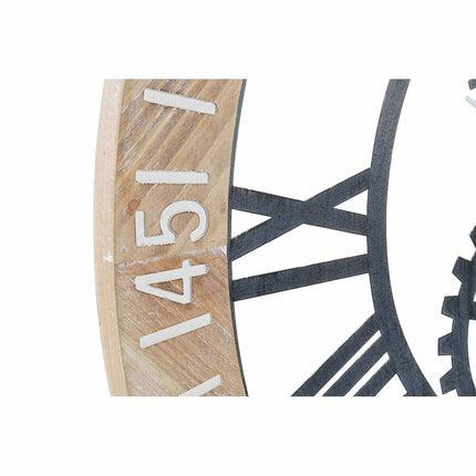 Wanduhr DKD Home Decor 76 x 4,5 x 76 cm natürlich Schwarz Eisen Zahnräder Holz MDF (2 Stück)