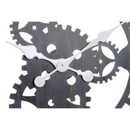 Wanduhr DKD Home Decor 76 x 4,5 x 76 cm natürlich Schwarz Eisen Zahnräder Holz MDF (2 Stück)