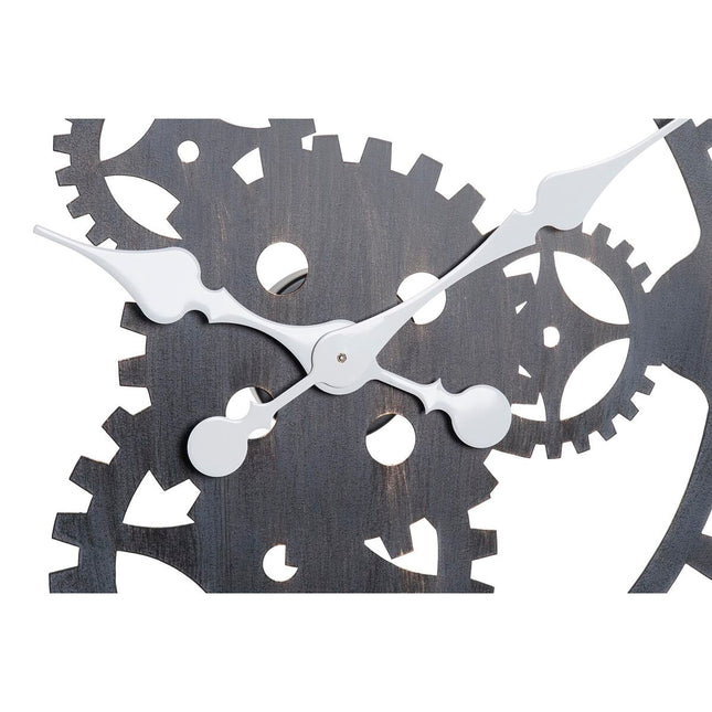 Wanduhr DKD Home Decor 76 x 4,5 x 76 cm natürlich Schwarz Eisen Zahnräder Holz MDF (2 Stück)