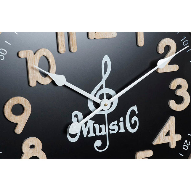 Wanduhr DKD Home Decor Schwarz Weiß Vintage Musikalisch 60 x 4,5 x 60 cm Holz MDF (2 Stück)