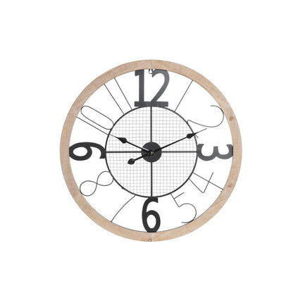 Wanduhr DKD Home Decor natürlich Schwarz MDF Eisen (70 x 4 x 70 cm)