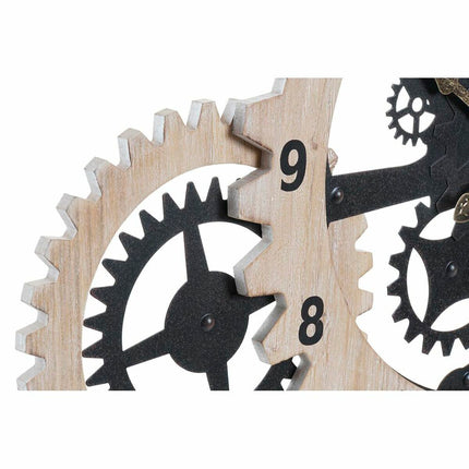 Wanduhr DKD Home Decor natürlich Schwarz MDF Zahnräder (70 x 4 x 45 cm)