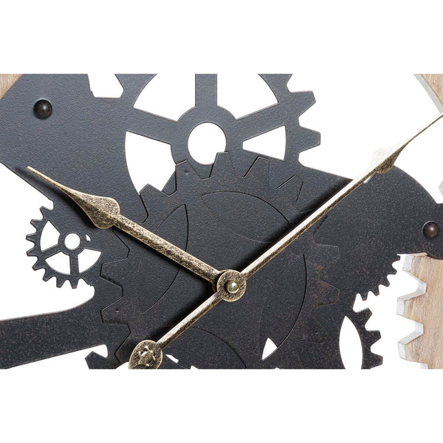 Wanduhr DKD Home Decor natürlich Schwarz MDF Zahnräder (70 x 4 x 45 cm)