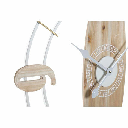 Wanduhr DKD Home Decor 61 x 4,5 x 66 cm natürlich Weiß Eisen Holz MDF (2 Stück)