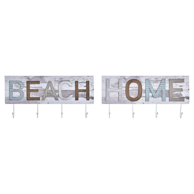 Wandgarderobe DKD Home Decor 45 x 5 x 23 cm Metall Holz Strand (2 Stück)