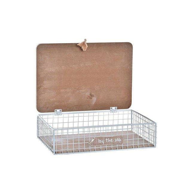 Dekorative Box DKD Home Decor 24 x 16 x 6 cm Metall Holz Braun Weiß