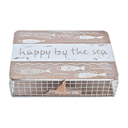 Dekorative Box DKD Home Decor 24 x 16 x 6 cm Metall Holz Braun Weiß
