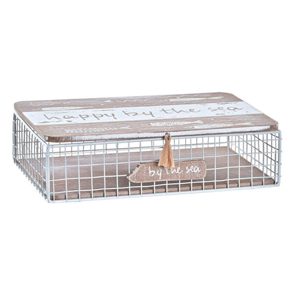 Dekorative Box DKD Home Decor 24 x 16 x 6 cm Metall Holz Braun Weiß