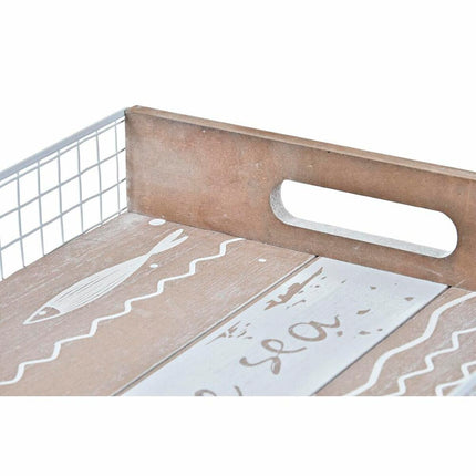 Tablett für Snacks DKD Home Decor 39 x 23 x 5 cm Holz Braun Mediterraner Fische