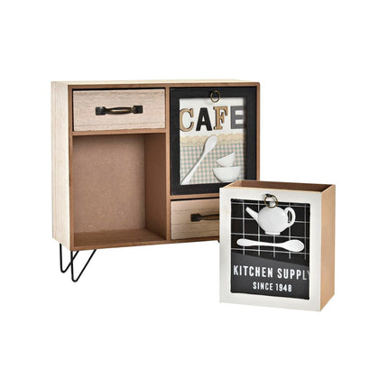 Mehrzweck-Organizer DKD Home Decor Küche 30 x 10 x 29 cm Kristall Metall Holz MDF Shabby Chic