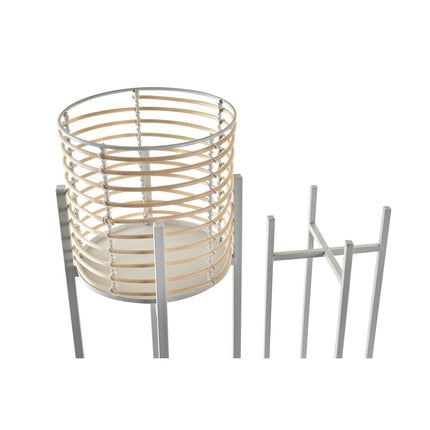 Blumentopfset DKD Home Decor Metall Braun Weiß Rattan (21 x 21 x 77 cm)