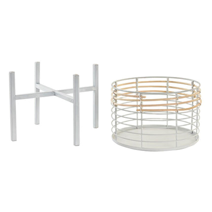 Blumentopfset DKD Home Decor natürlich Metall Weiß Rattan (25 x 25 x 32 cm)