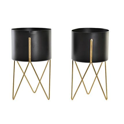 Blumentopfset DKD Home Decor Schwarz Gold Metall Moderne (20 x 20 x 32 cm)