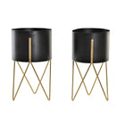 Blumentopfset DKD Home Decor Schwarz Gold Metall Moderne (20 x 20 x 32 cm)