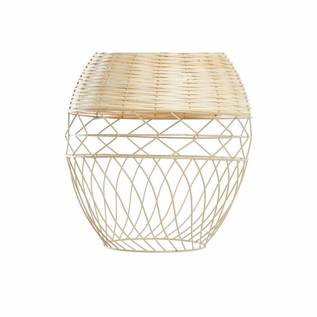 Deckenlampe DKD Home Decor Metall Weiß Hellbraun Rattan 50 W (30 x 30 x 38 cm)