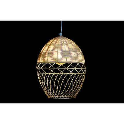 Deckenlampe DKD Home Decor Metall Weiß Hellbraun Rattan 50 W (30 x 30 x 38 cm)
