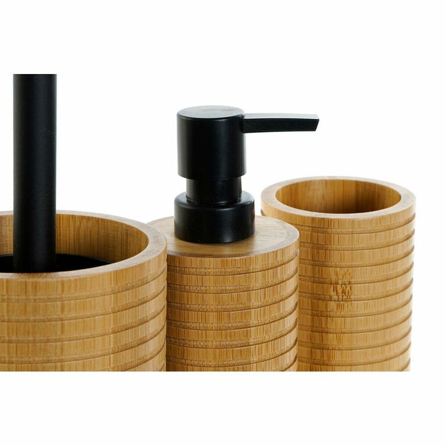 Badezimmer Set DKD Home Decor Schwarz natürlich Bambus (7 x 7 x 16,5 cm) (3 Stücke)