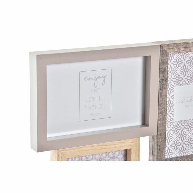 Fotorahmen DKD Home Decor Grau Holz 45 x 2 x 28 cm Kristall natürlich Boho