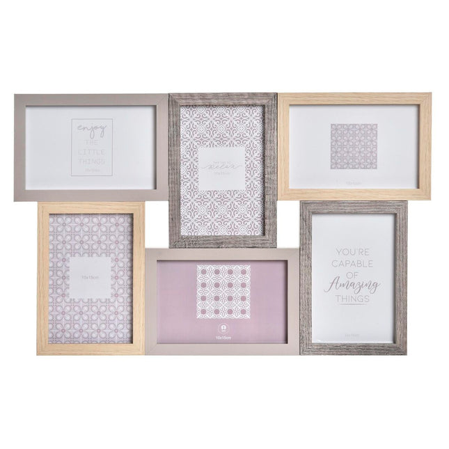 Fotorahmen DKD Home Decor Grau Holz 45 x 2 x 28 cm Kristall natürlich Boho