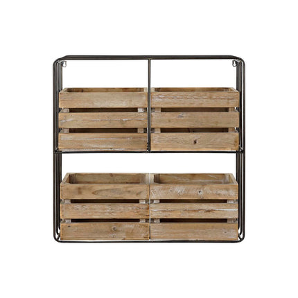 Regal DKD Home Decor natürlich Schwarz Metall Holz (72 x 22 x 72 cm)