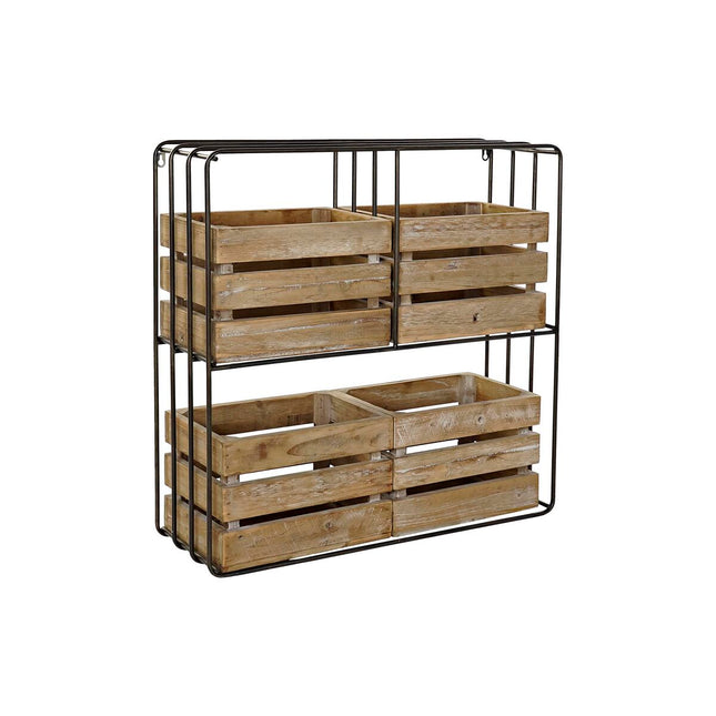 Regal DKD Home Decor natürlich Schwarz Metall Holz (72 x 22 x 72 cm)