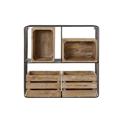Regal DKD Home Decor natürlich Schwarz Metall Holz (72 x 22 x 72 cm)