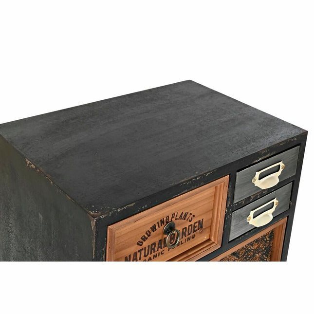 Schubladenschrank DKD Home Decor Tanne natürlich Schwarz MDF Vintage (48 x 32 x 101 cm)