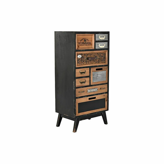 Schubladenschrank DKD Home Decor Tanne natürlich Schwarz MDF Vintage (48 x 32 x 101 cm)
