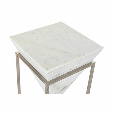 Beistelltisch DKD Home Decor Silberfarben Metall Weiß Marmor 36 x 36 x 60 cm