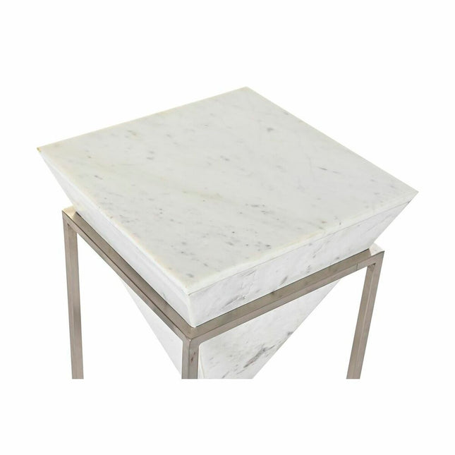Beistelltisch DKD Home Decor Silberfarben Metall Weiß Marmor 36 x 36 x 60 cm
