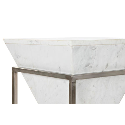 Beistelltisch DKD Home Decor Silberfarben Metall Weiß Marmor 36 x 36 x 60 cm