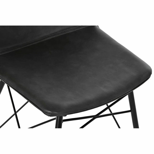 Esszimmerstuhl DKD Home Decor Schwarz Metall Dunkelgrau PU (47 x 53 x 81 cm)