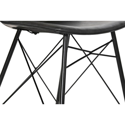 Esszimmerstuhl DKD Home Decor Schwarz Metall Dunkelgrau PU (47 x 53 x 81 cm)
