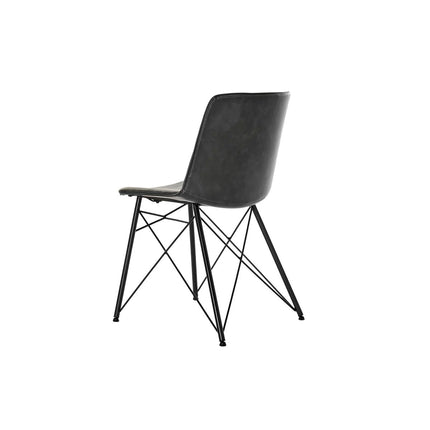 Esszimmerstuhl DKD Home Decor Schwarz Metall Dunkelgrau PU (47 x 53 x 81 cm)