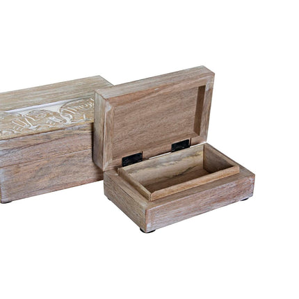 Set dekorativer Karten DKD Home Decor Elefant 18 x 13 x 8 cm Weiß Mango-Holz (2 Stück)