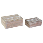Set dekorativer Karten DKD Home Decor Elefant 18 x 13 x 8 cm Weiß Mango-Holz (2 Stück)
