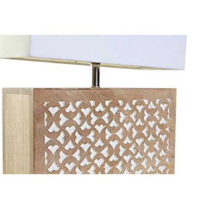 Tischlampe DKD Home Decor Braun Polyester Weiß Mango-Holz 50 W (33 x 12 x 41 cm)